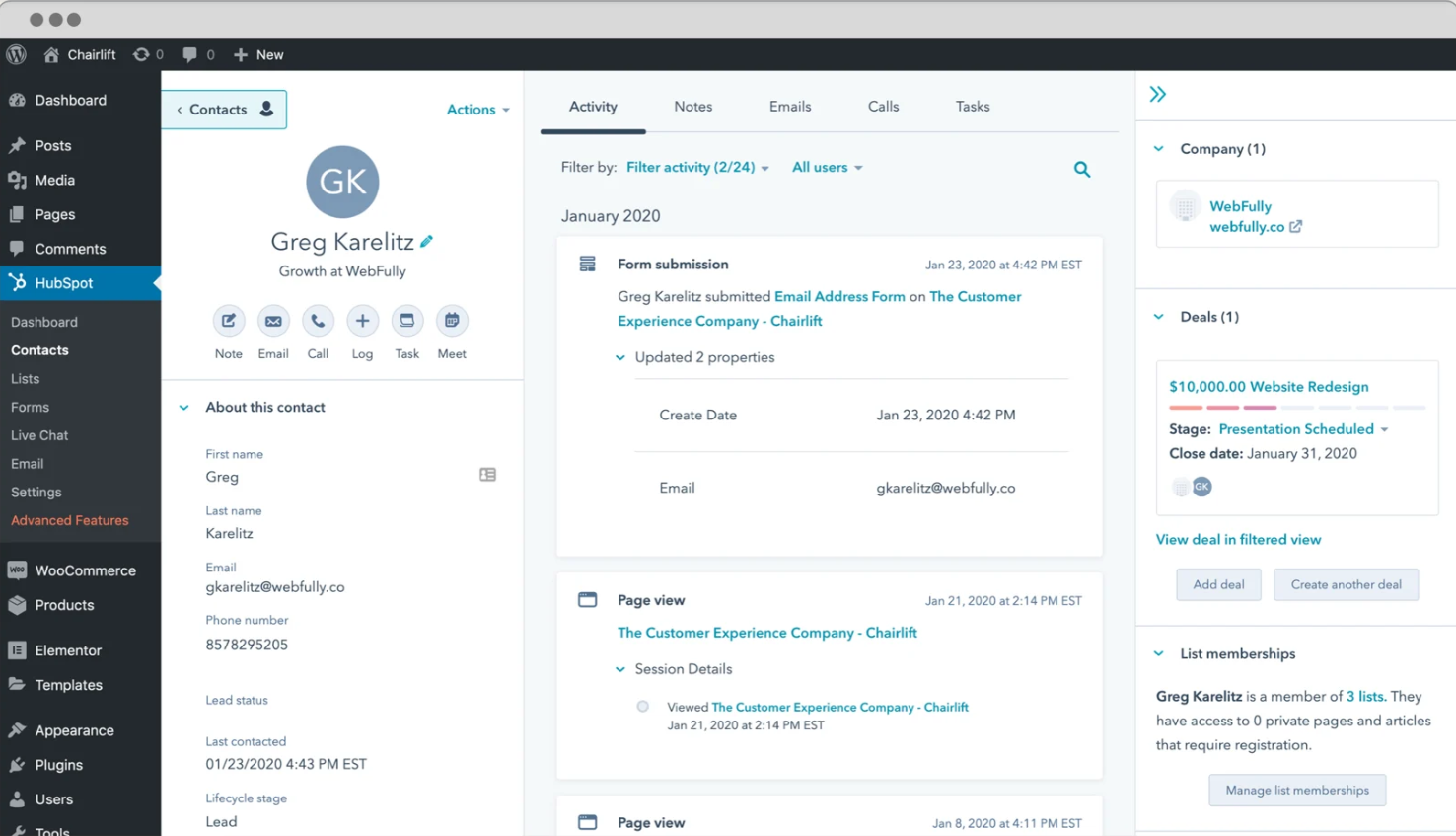 HUBSPOT CRM PLUGIN