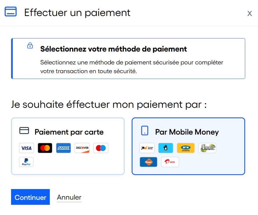 paiement hébergement via mobile money